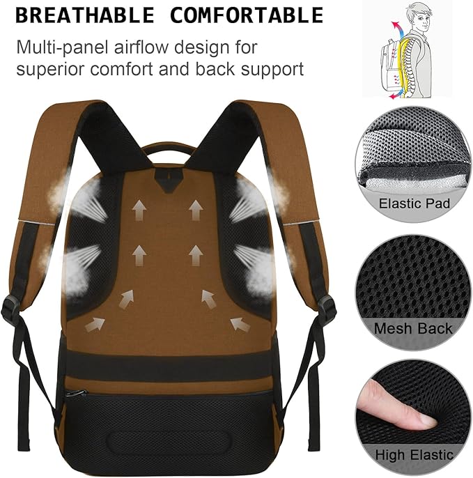 Volher Laptop Backpack,Business Travel Anti Theft Slim Durable Laptops Backpack with USB Charging Port,Water Resistant College Computer Bag for Women & Men Fits 15.6 Inch Laptop and Notebook-Brown