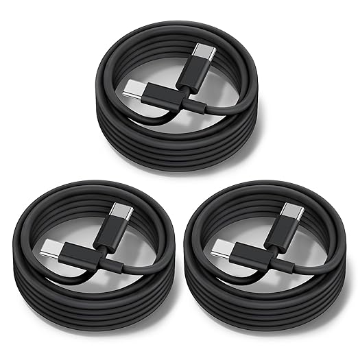 60W USB C to C Cable [3Pack] iPhone 15 Fast Charging Cable,10ft Long USB-C to USBC Power Cord for iPhone 16/15 Pro Plus Pro Max, MacBook Pro Air/IPad/iPad Pro 12.9/11,AirPods 4(Black)
