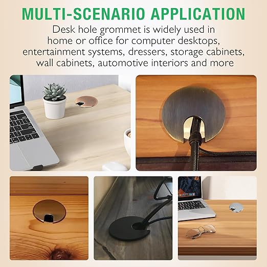 1 Pcs Desk Grommet 1-3/8" / 35 mm, Desk Cord Hole Cover, Cable Grommet Metal Zinc Alloy Materilal, Desk Hole Grommet for Home & Office Pc, Detachable Cable Cord Organizer-Matte Silver