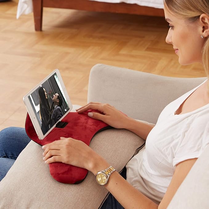 Multi-Angle Soft Pillow Lap Stand for Tablets, iPads, Mobile Phones, eReaders, Books, Magazines, Fits Upto 12.9" Pad(Grass-Green)