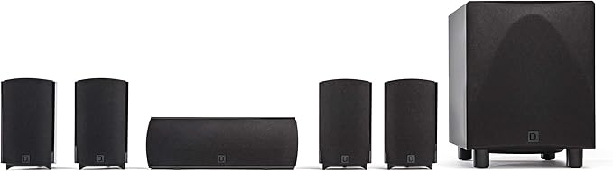 Definitive Technology ProCinema 6D - Compact 5.1 Channel Home Theater Speaker System | 250-Watt Powered Subwoofer Center Channel + 4 Speakers | Sleek Modern Looks Match Any Décor Black