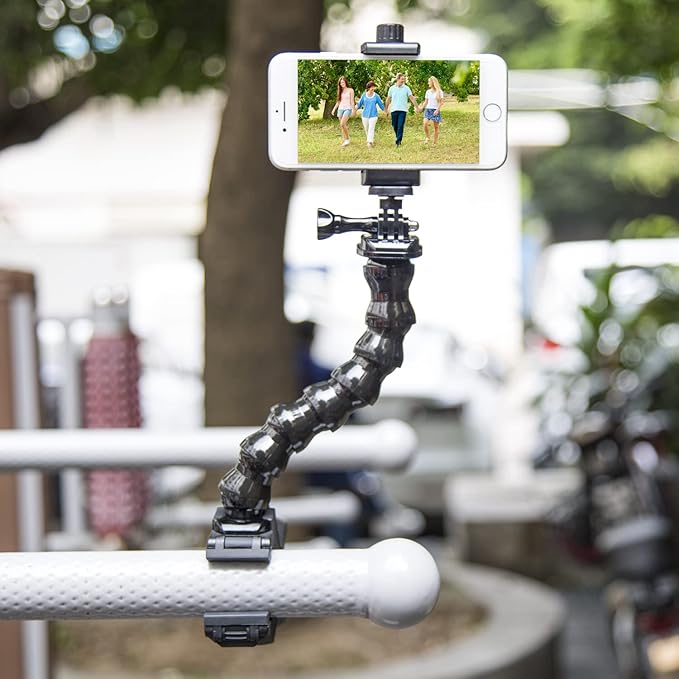 Suptig Phone Holder Desk Gooseneck Mount, Cell Phone Clamp Clip for Pole, Mount Stand, Compatible for iPhone 16 Plus iPhone 15 Pro 14 Plus Xs Max XR X 8 7 6 6s Plus and Other 4-7'' Device