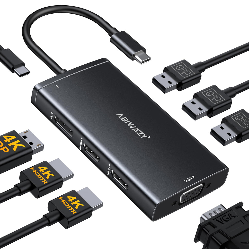 USB C Docking Station Dual Monitor Computer Multiple Monitor Hub Adapter