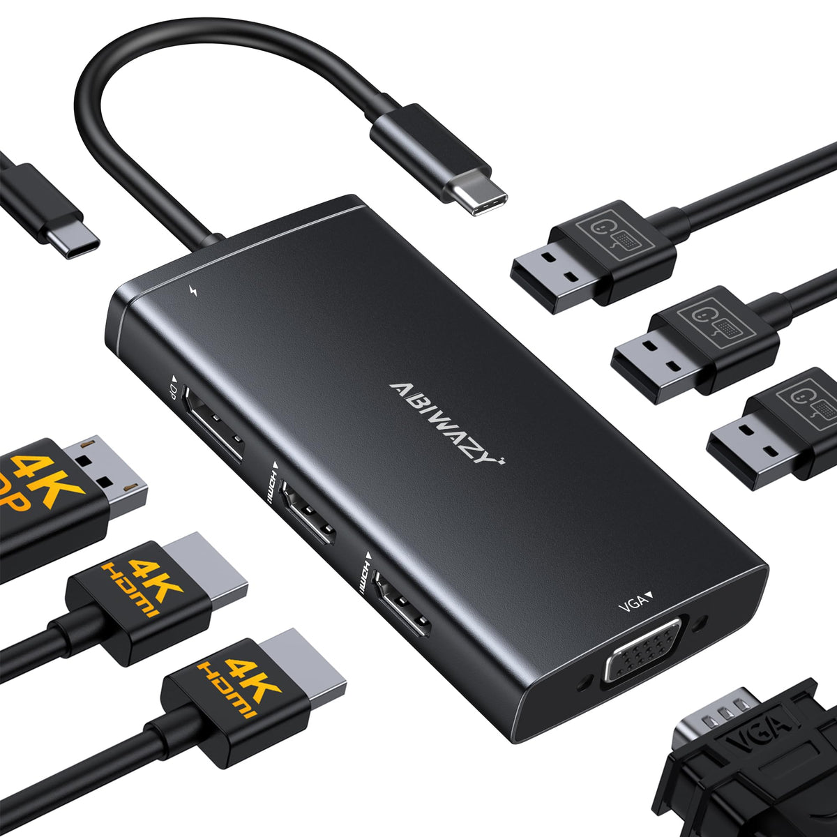 USB C Docking Station Dual Monitor Computer Multiple Monitor Hub Adapter