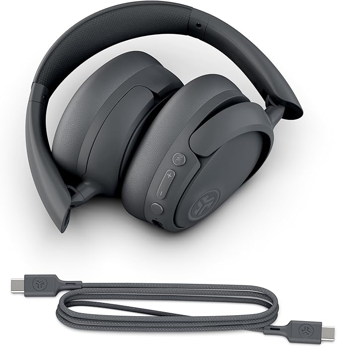 JLab JBuds Lux ANC Wireless Headphones, Graphite, Hybrid Active Noise Cancelling, Customizable Sound, Spatial Audio Compatible, Premium Over-Ear Bluetooth Headset