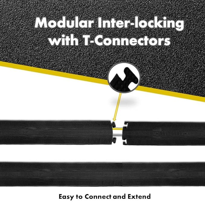 Kable Kontrol Drop Over Floor Cord Cover – 60” Inch Long 1 Channel Cable or Wire Protector – 30 Pcs Bulk Pack - Rubber Ramp for Indoor and Outdoor Use – Yellow