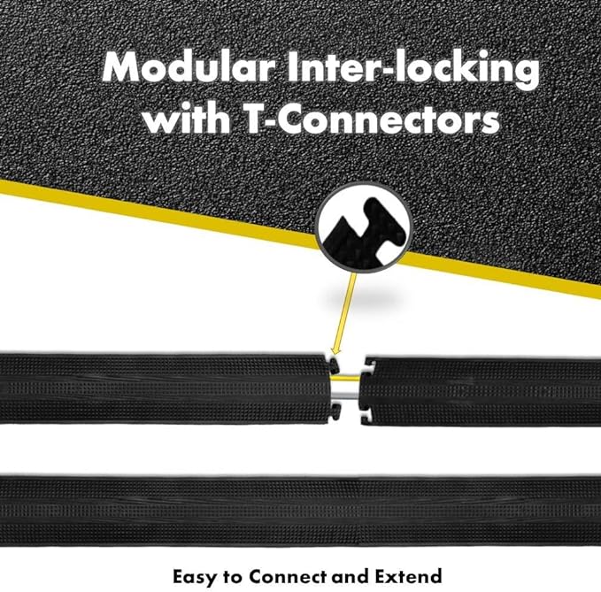 Kable Kontrol Drop Over Floor Cord Cover – 60” Inch Long 1 Channel Cable or Wire Protector – 50 Pcs Bulk Pack - Rubber Ramp for Indoor and Outdoor Use – Black