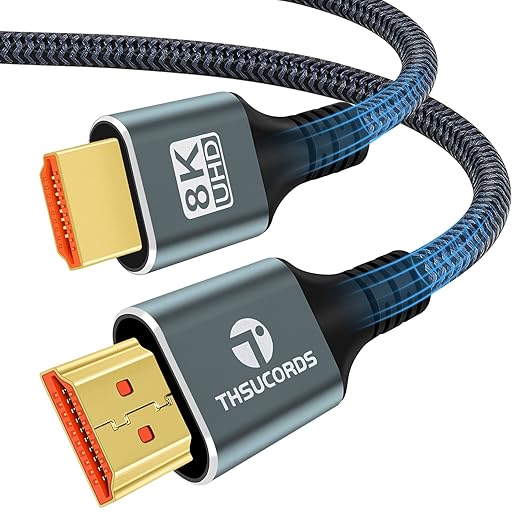 8K 4K HDMI Cable 1.6FT 2 Pack, High Speed Braided HDMI to HDMI 2.1 Cord Supports 8K@60Hz, 4K@120Hz 144Hz 48Gbps Compatible with Roku TV/PS5/HDTV/Blu-ray