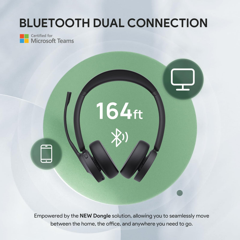 Yealink BH70 Teams Bluetooth Headset with Mic for Work, 35h Talk Battery