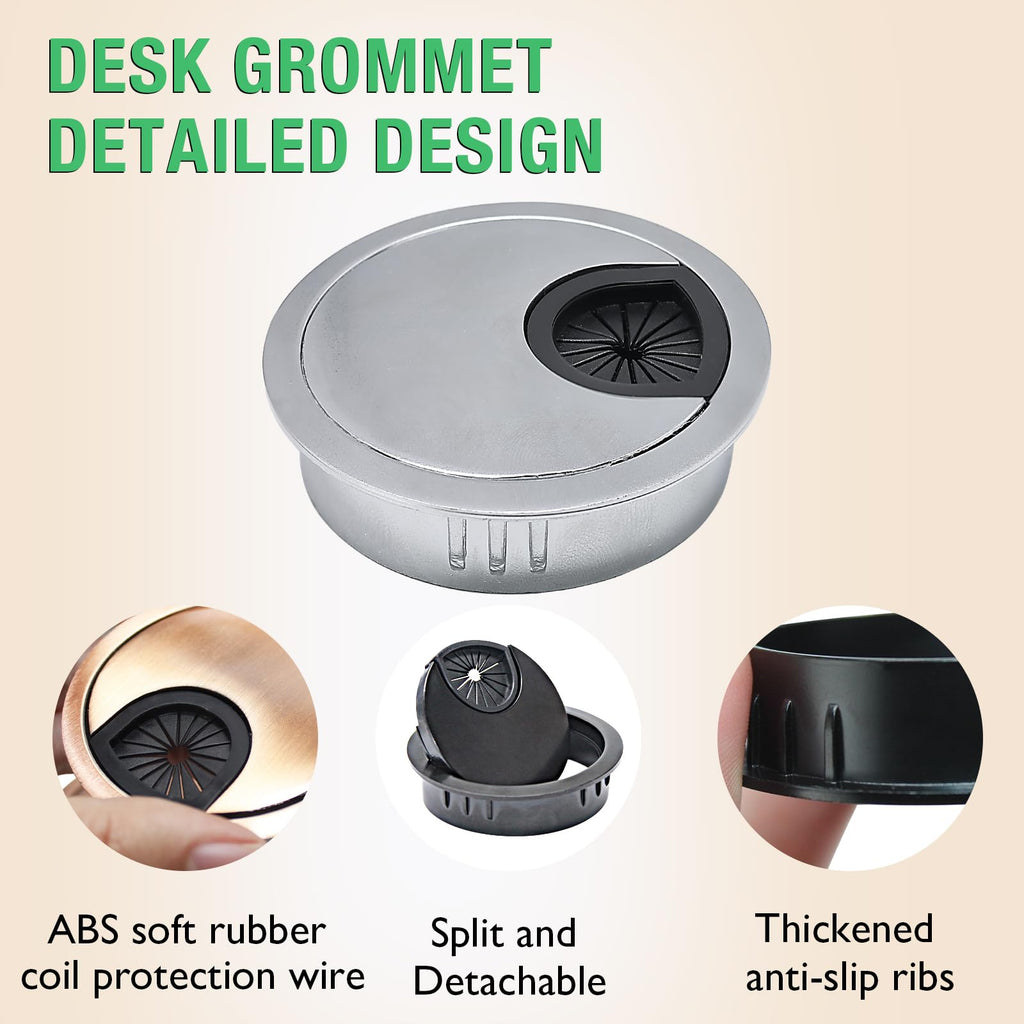 EASYEAH 1 Pcs Desk Grommet 2-1/16" / 53 mm, Zinc Alloy Desk Cord Hole Cover