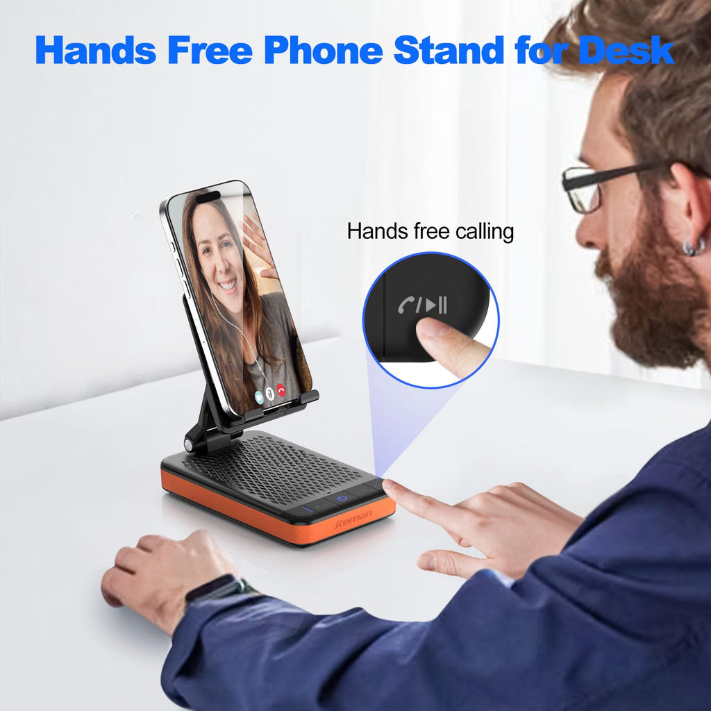 JTEMAN Bluetooth Speaker with Charging Phone Stand,Portable Foldable Slim