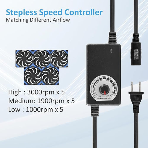 120mmx5 600mm Adjustable Computer PC Cooling Fans with Speed Controller
