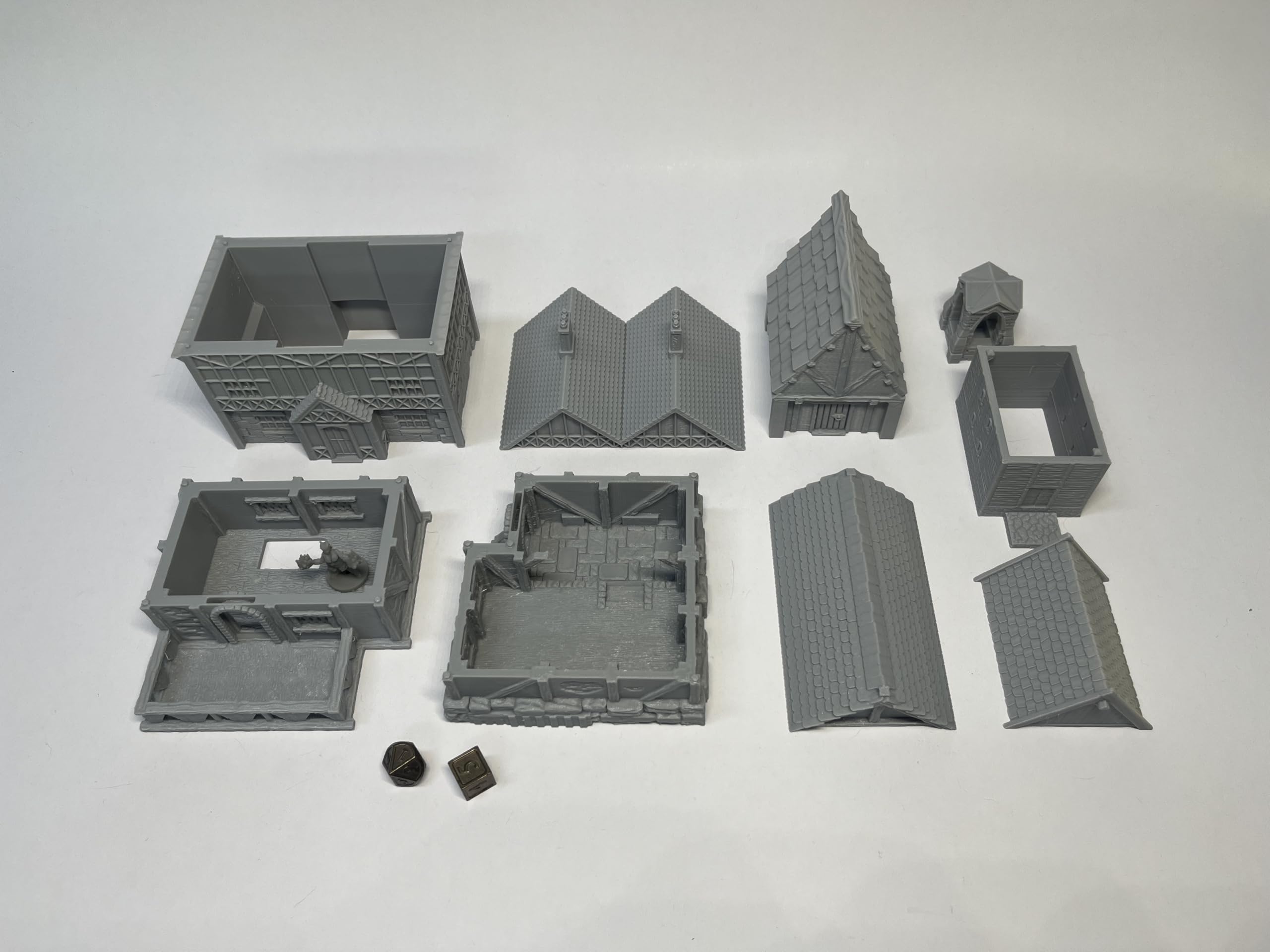 Paintable Tabletop Miniature Little Town Building Terrains - 18mm Scale Dioramas Building Set Scenery with Medieval Architecture Style by HAUTICO (HVillageHouses4-1)