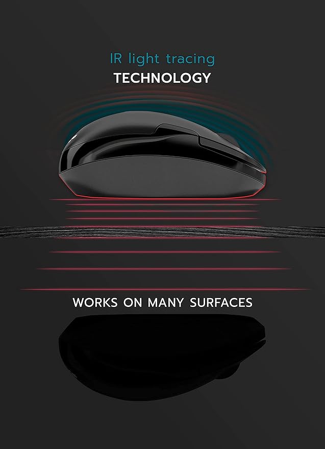 – Wireless Silent Optical Mouse with USB Receiver and Batteries – Cordless, Portable, Quiet Click Mouse for PC, Laptop, Chromebook, Computer