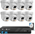 4COVR PoE PTZ Security Camera System 8 Channel, 8X 5MP IP PTZ Camera Two Way Audio, 280ｰ Pan 90ｰ Tilt 5X Optical Zoom, Smart Color Night Vision, Human Vehicle Detection, 4K NVR 2TB HDD, LY5XCP5M0808