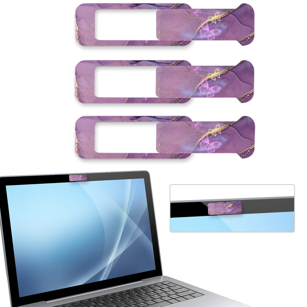 Webcam Cover, 3 Pieces, Laptop Camera Cover, Privacy Shielding Capacity is Twice as Big as The Traditional, Suitable for Computer Mobile Phones, laptops, Tablets and so on (Black)