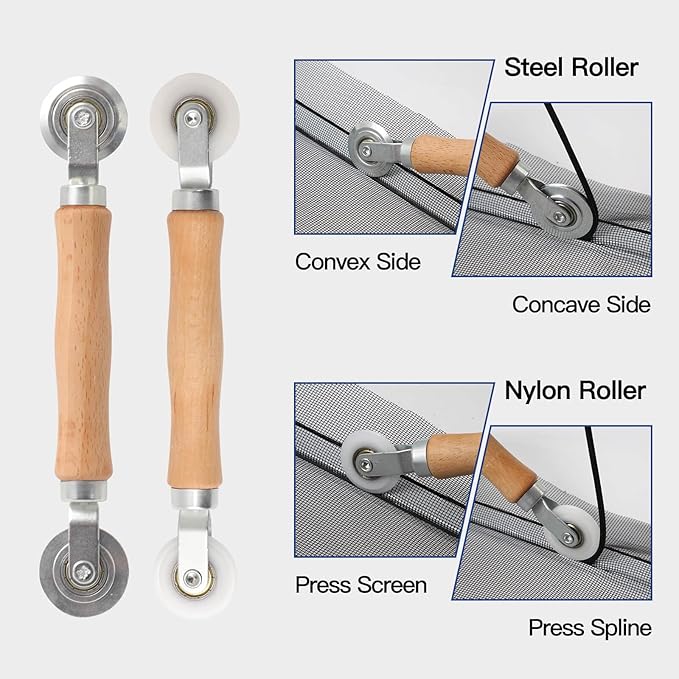 Window Screen Door Repair Kit Include Window Screens Mesh 48"x114" with All Tools in Window Screen Replacement(Screen Rollers, Splines, Hook), Yolovit