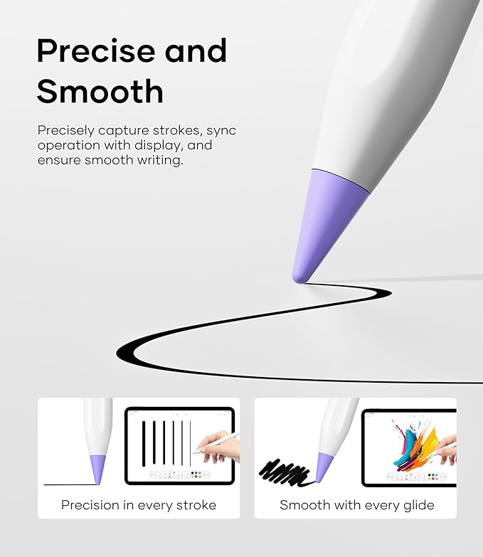 Replacement Pencil Tips for Apple Pencil Pro, Pen Tips for Apple Pencil 2nd Gen/1st Gen/USB-C, Wear-Resisting Pencil Nibs with Storage Box, Pen Nibs Set Compatible with Apple Pen (6 Pack, Purple)