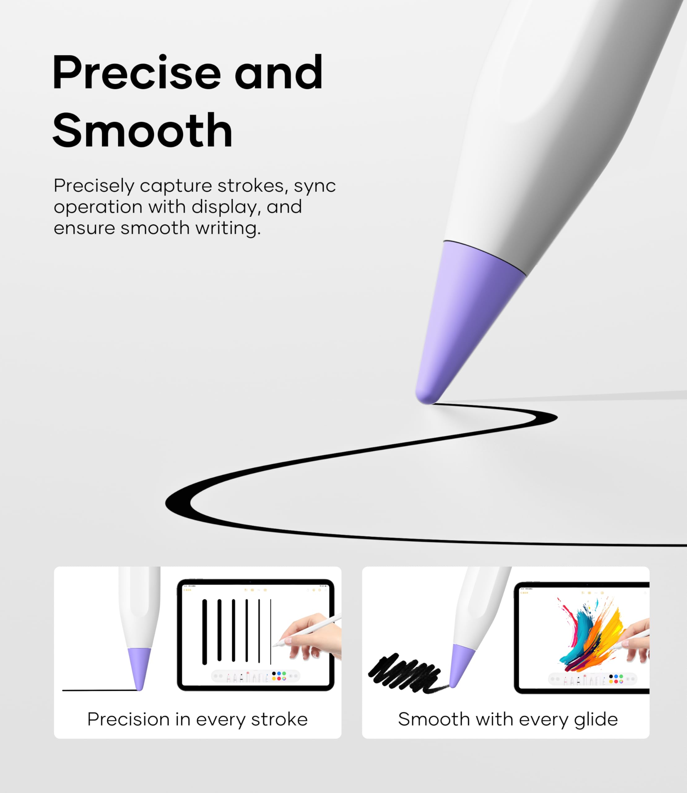 Replacement Pencil Tips for Apple Pencil Pro, Pen Tips for Apple Pencil 2nd Gen/1st Gen/USB-C, Wear-Resisting Pencil Nibs with Storage Box, Pen Nibs Set Compatible with Apple Pen (6 Pack, Purple)