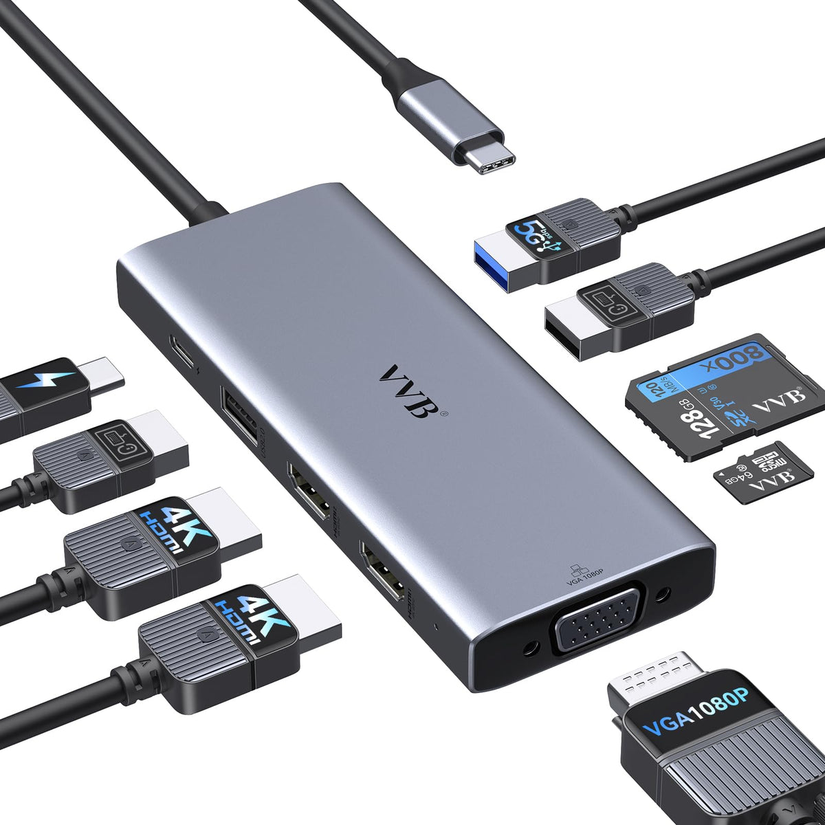 USB C Docking Station Dual Monitor Adapter Laptop Docking Station 3 Monitor