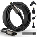 Elecan Optical Audio Cable 50 Ft Digital Audio Toslink Cable Cord-Fiber Optic-Gold Plated-Flexiable&Durable-for Home Theater,Sound Bar,PS4&Xbox-with 4 Right Angled and Mini Toslink Adapters+Ties