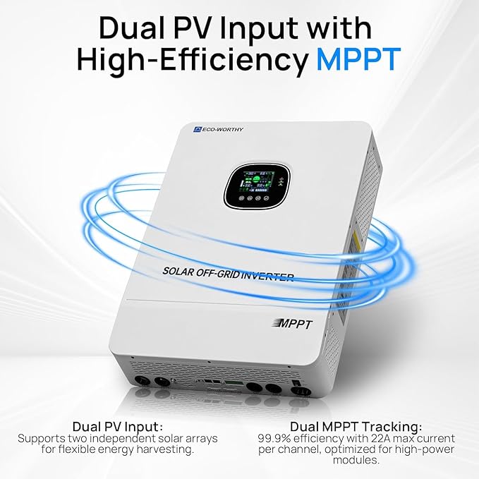 ECO-WORTHY Home Power Station Backup Power,AC 10000W Output+20480Wh LiFePO4 Battery Support Communication,Bluetooth and WiFi,LCD Battery Monitor,for Home Backup,Emergency,Solar System Components