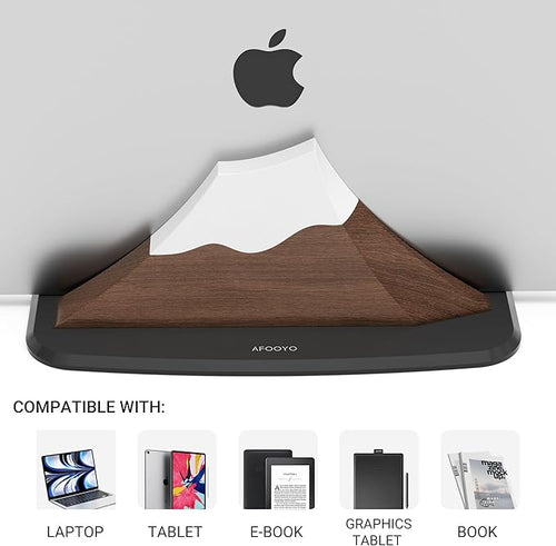 AFOOYO Vertical Laptop Stand - Snow Peak-Shaped Wooden Holder Dock Compatible with MacBook, Surface, Chromebook, Dell & More - Space-Saving Design for All Laptops,Walnut Finish