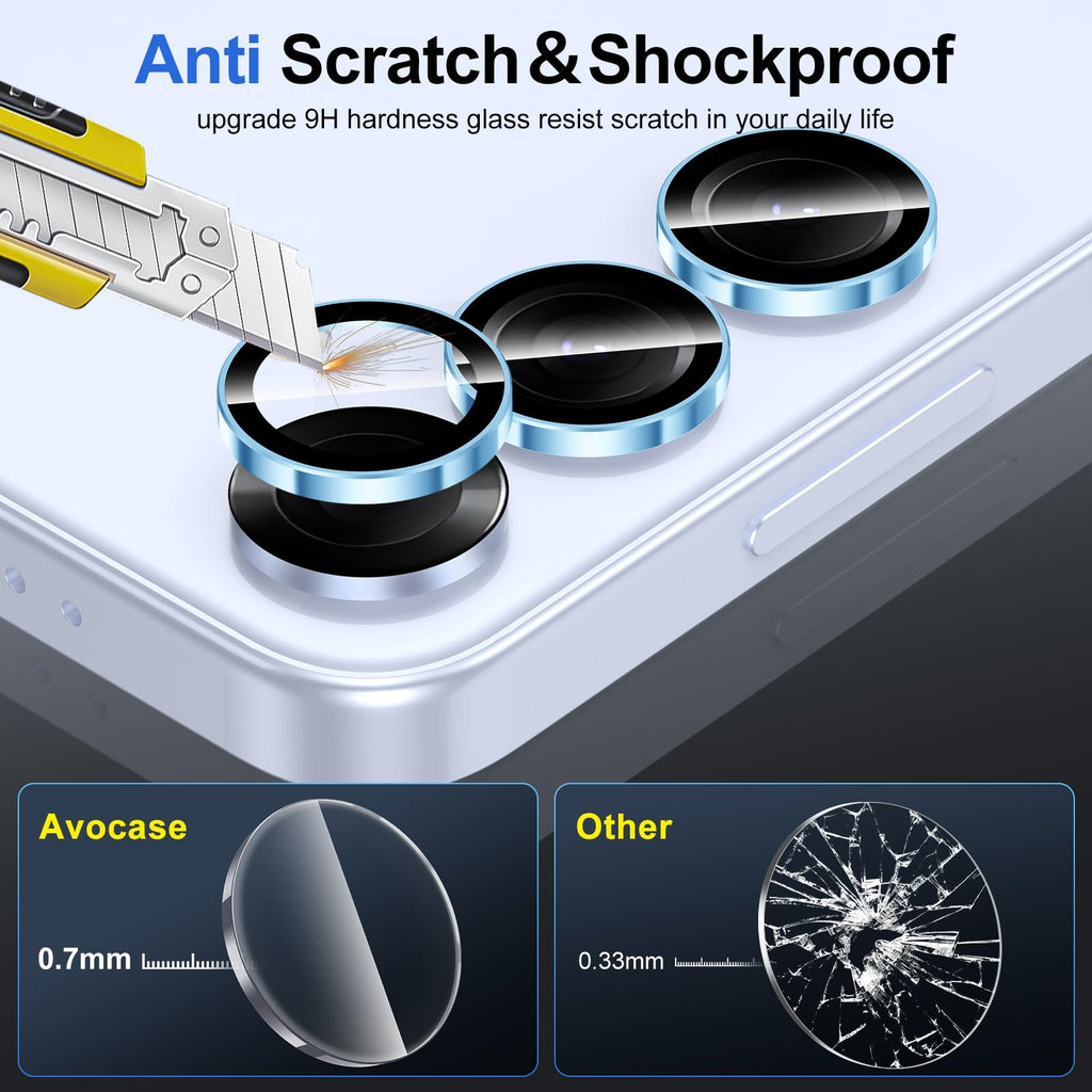 Avocase for Samsung Galaxy S25 Plus Camera Lens Protector, Individual Metal Ring Tempered Glass Lens Cover, [Strong Adsorption] Scratch Resistant Ultra-Thin HD Clear Lens Cover, 1 Set-Blue Ring