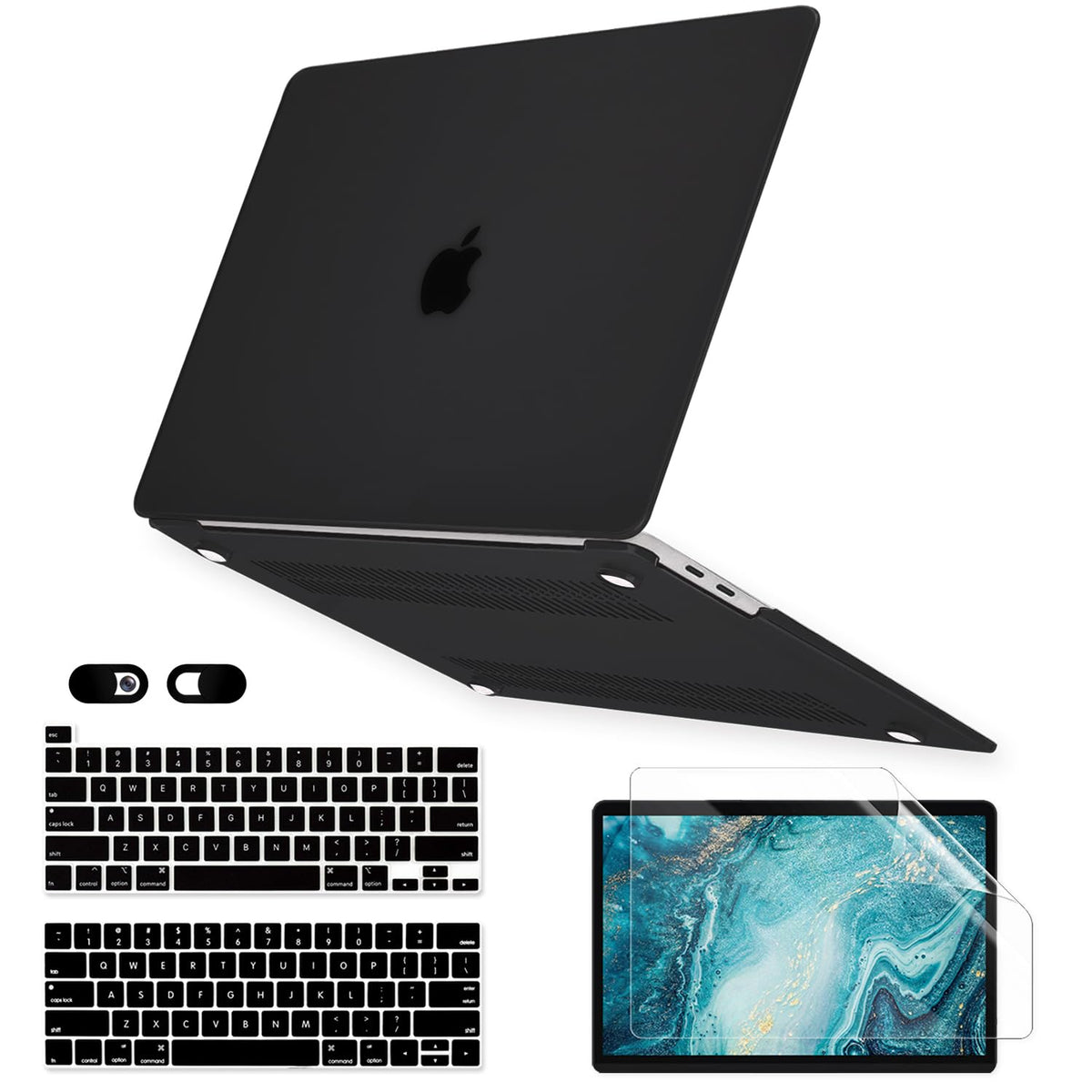 Sparkly Clear Case for MacBook Pro 13 inch M2 M1 A2338 A2289 A2251 A2159 A1989 A1706 2023-2016 Release with Touch ID, 6 in 1 Glitter Plastic Hard Shell&Keyboard Cover&Screen Protector&Webcam Cover