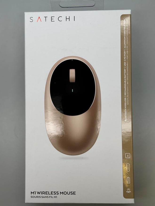 Satechi M1 Wireless Bluetooth Mouse, USB-C Rechargeable, Compact & Portable, for Mac/Windows, Compatible with M4/M3/M2 MacBook, Pro, Air/iMac/iPad Pro, iPhone 16/15/14 & More - Gold