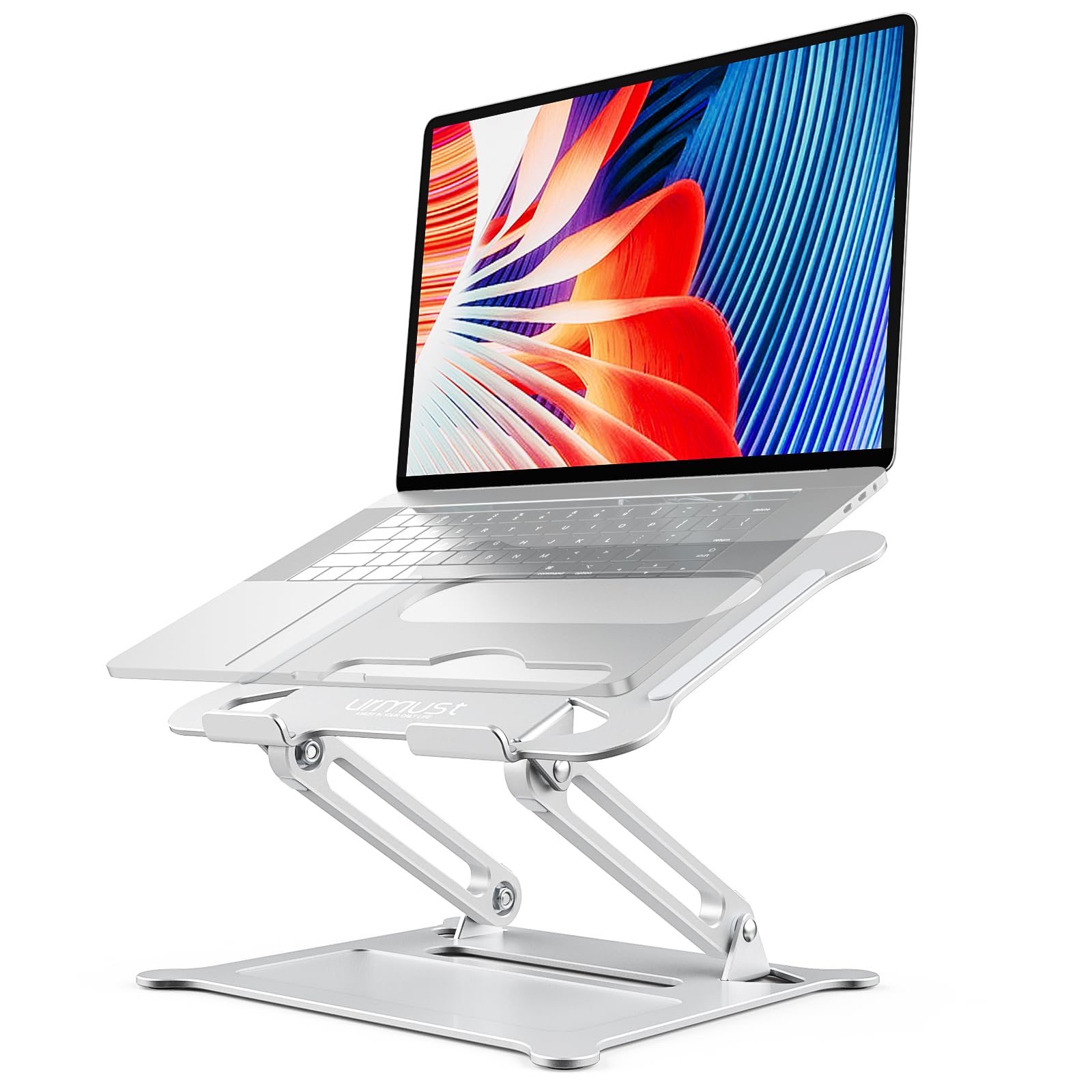 Urmust Laptop Notebook Stand Holder Adjustable Laptop Stand Portable Computer Riser Compatible with MacBook Air Pro HP Dell XPS Lenovo All Laptops 10-15.6"(Silver)