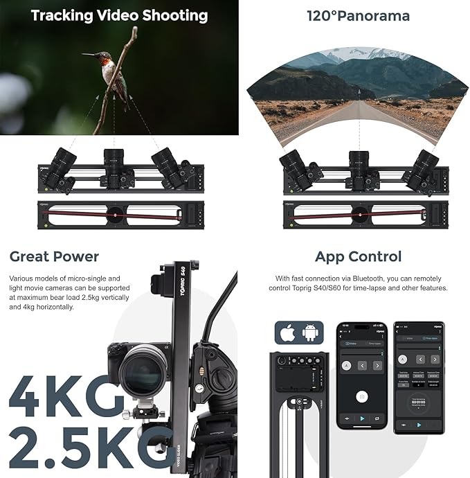 Accsoon Toprig S60 Motorized Camera Slider App Wireless Control Carbon Fiber Dolly Rail Slider Support IME Lapse Photography