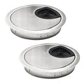 2 Pcs Desk Grommet 2-3/8" / 60 mm, Desk Cord Hole Cover, Cable Grommet Metal Zinc Alloy Materilal, Desk Hole Grommet for Home & Office Pc, Detachable Cable Cord Organizer-Brushed Silver