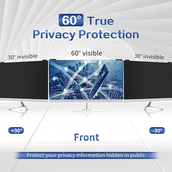 Computer Privacy Screen Filter 24 Inch, 9H Hardness Hanging Computer Screen Privacy Shield Compatible with 23.6,23.8 inch for 16:9 Widescreen Monitor, Eye Protection and Blue Light Blocks