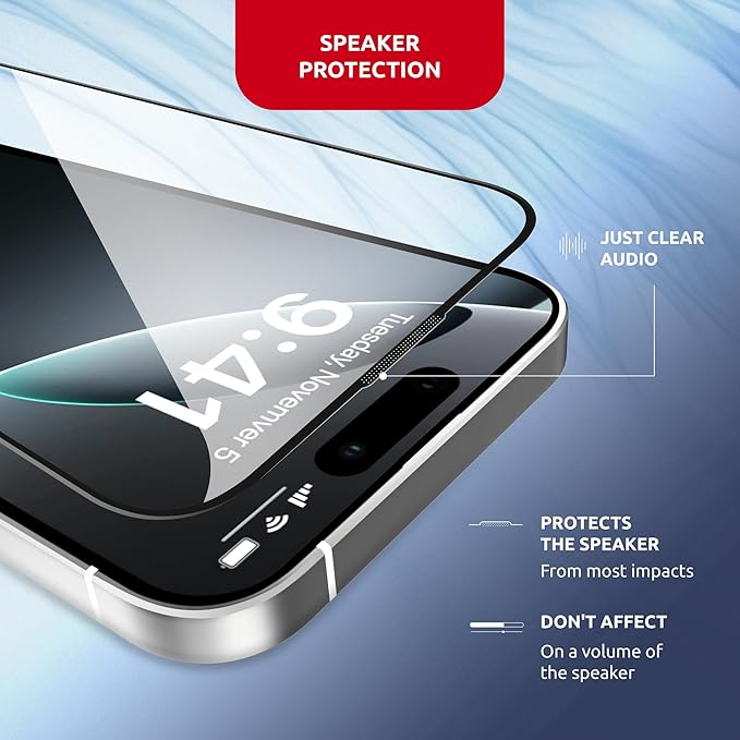 Screen Protector for iPhone 16 Pro – MagicBox Tempered Glass Screen Protector iPhone 16 Pro(2 pcs) with 2 Applicators, 9H Hardness, Oleophobic Coating - Accessories For Iphone 16Pro