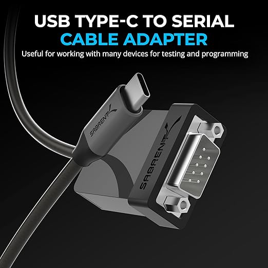 SABRENT USB-C to DB9 Serial RS-232 Adapter Cable 6FT, Prolific PL2303GS Chipset, USB 2.0, 1bps-12Mbps Baud Rate, for POS Terminals, Modems, GPS, Industrial Devices (CB-D9C6)