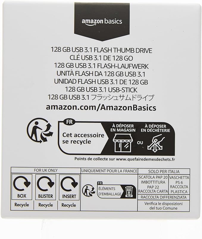 Amazon Basics 128 GB Ultra Fast USB 3.1 Flash Drive, Black