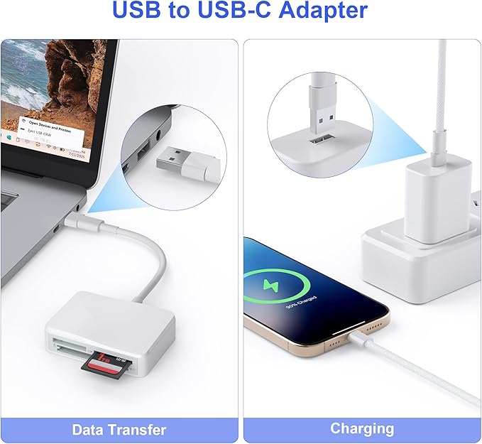 SD Card Reader, 4 in 1 USB C to CF/SD/TF/MS Card Reader with USB to USB C Adapter Memroy Card Reader for iPhone 15/16 Pro Max iPad Pro MacBook Pro/Air iMac M1/M2/M3/M4 Android Phone/Tablet PC