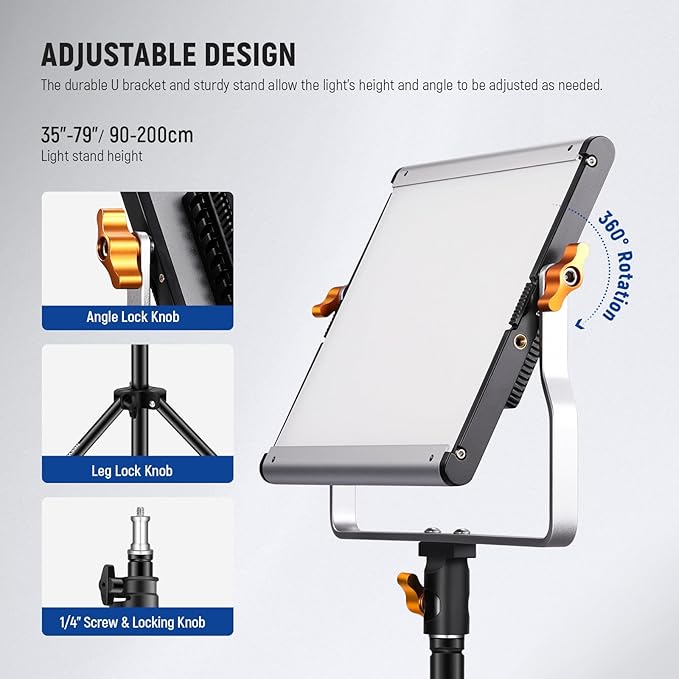 Neewer 2 Packs Dimmable Bi Color 480 LED Video Light Kit, 3200~5600K CRI 96+ LED Panel with U Bracket, 75 inches Tripod Light Stand for YouTube Recording Studio Photography Streaming Key Lighting
