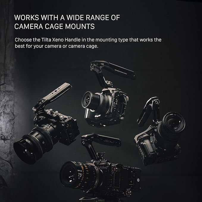 Tilta Xeno Top Handle for Filmmakers & Cameras- Black | Aluminum Alloy and Silicone Build | 1/4″-20 Threads w/Locating Points | Safety Release Pin | Comfortable Handling (1/4"-20 w/Locating Pins)