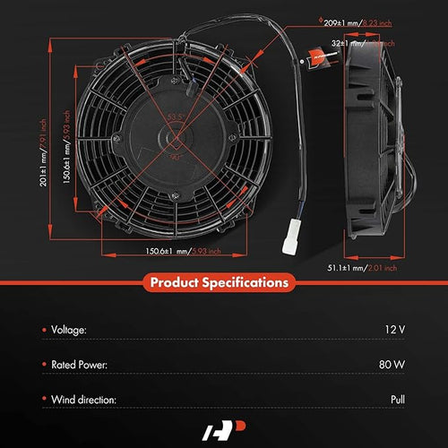 A-Premium 7.5'' 7.5 inch Slim Universal Electric Cooling Fan Assembly
