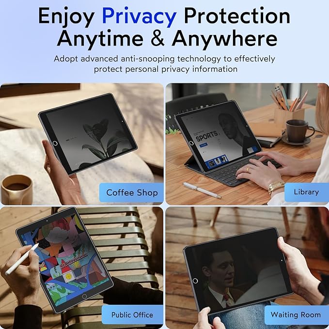 MOBDIK Privacy Screen Protector Compatible with iPad 9th / 8th / 7th Generation 10.2 Inch (2021/2020 / 2019), Anti Spy, 9H Tempered Glass, EZ Kit 1 Pack