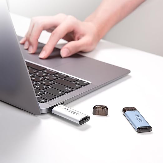 Transcend 512GB External SSD, USB 3.2 Gen2, Up to 1,050MB/s, Portable SSD with Type C, for Steam Deck, ROG Ally, MSI Claw, Windows & Mac, iPhone, iPad, Android, PS5, Xbox, Smart TV, Silver