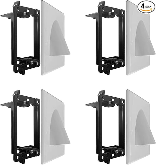 1 Pack Wall Plate Cable Pass Through with Bracket - Screwless In Wall Cable Management Kit - Snap ON Wall Plate with Single Gang Low Voltage Mounting Bracket - Decorator Cover for Low Voltage Cables