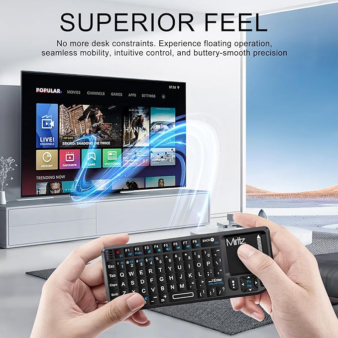 Mini Wireless Keyboard with Touchpad, Bluetooth Keyboard for iPad/Tablet/PC/TV, 2.4GHz USB Dongle & Bluetooth Dual Mode, Portable & Lightweight, Long Battery Life for Travel