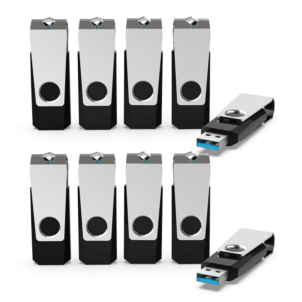 KEXIN Bulk USB 50 Pack 1GB USB Flash Drives Flash Drive Thumb Drive Bulk Flash Drives Swivel USB 2.0 (1G, 50PCS, Black)