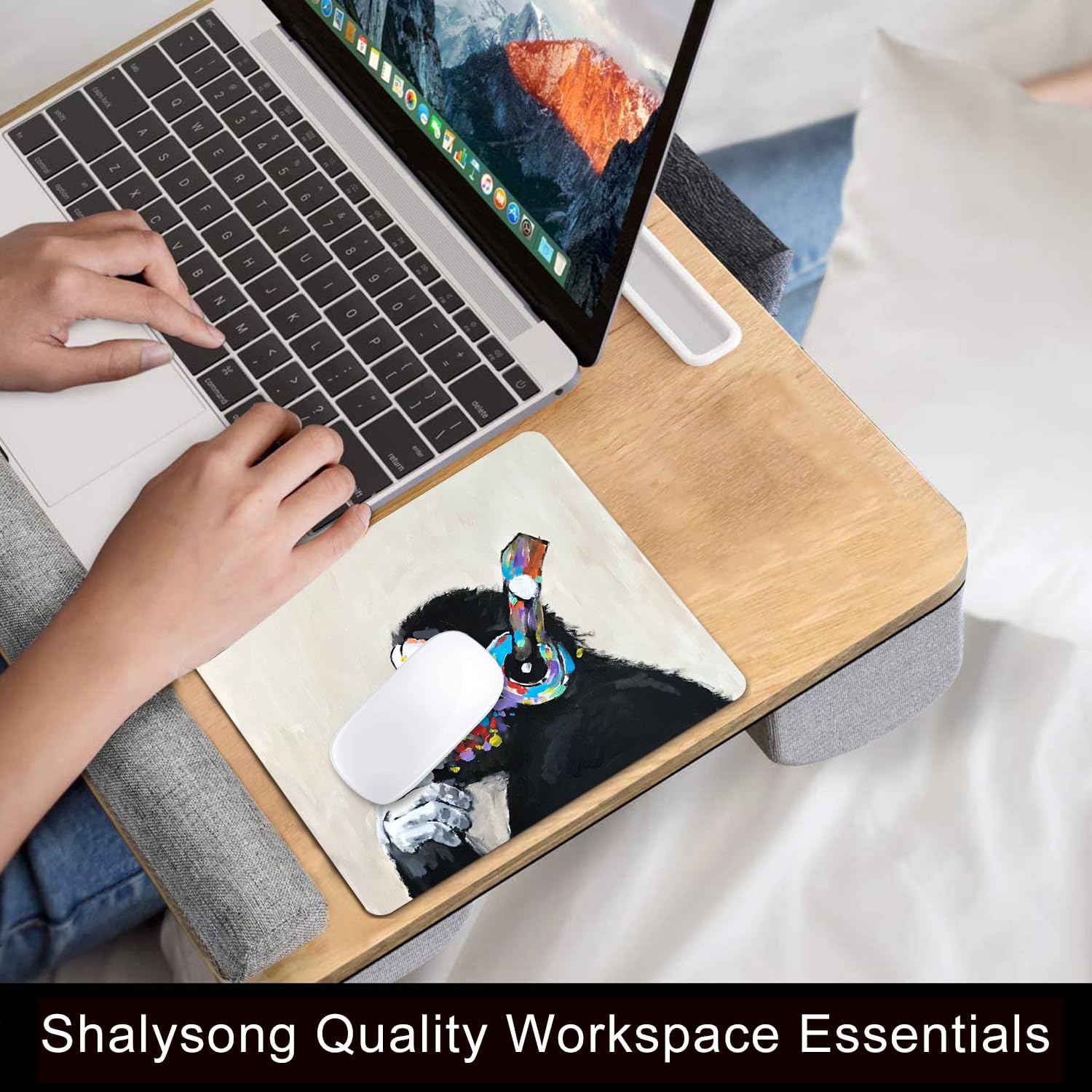 SHALYSONG Gorilla Oil Painting Mouse Pad, Non-Slip Small Computer Mousepad