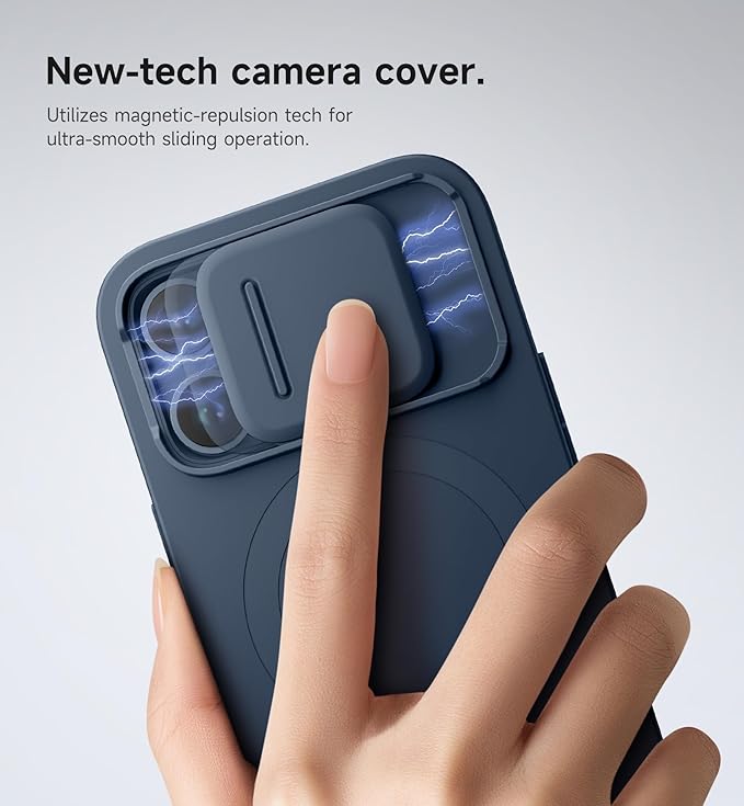 SURITCH for iPhone 13 Pro Case with Magnetic Camera Slide Cover and Adjustable Kickstand, Compatible with MagSafe, Shockproof Bumper Case Slim Protective Cover for iPhone 13 Pro 6.1 Inch, Blue