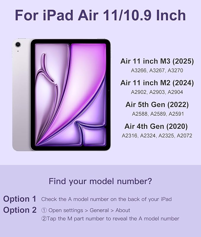 Compatible with iPad Air 11 Inch & Air 5th/Air 4th Generation Case with Keyboard - Multi-Touch Trackpad, 7-Color Backlit, Detachable Folio Cover for Air 11-inch M3/M2 (2025/2024), Light Purple