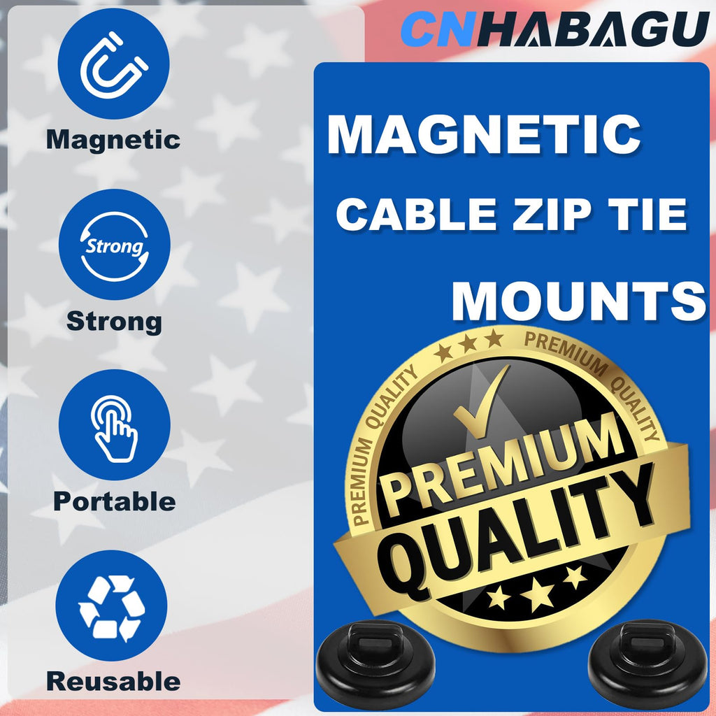 CNHABAGU Magnet Zip Tie Mount Magnetic Zip Ties Mount Base Holder Multipurpose Wire Cable Holder Mount Wire Clips Management for Home Office Marine Electrical Wiring (D23 20Pcs)